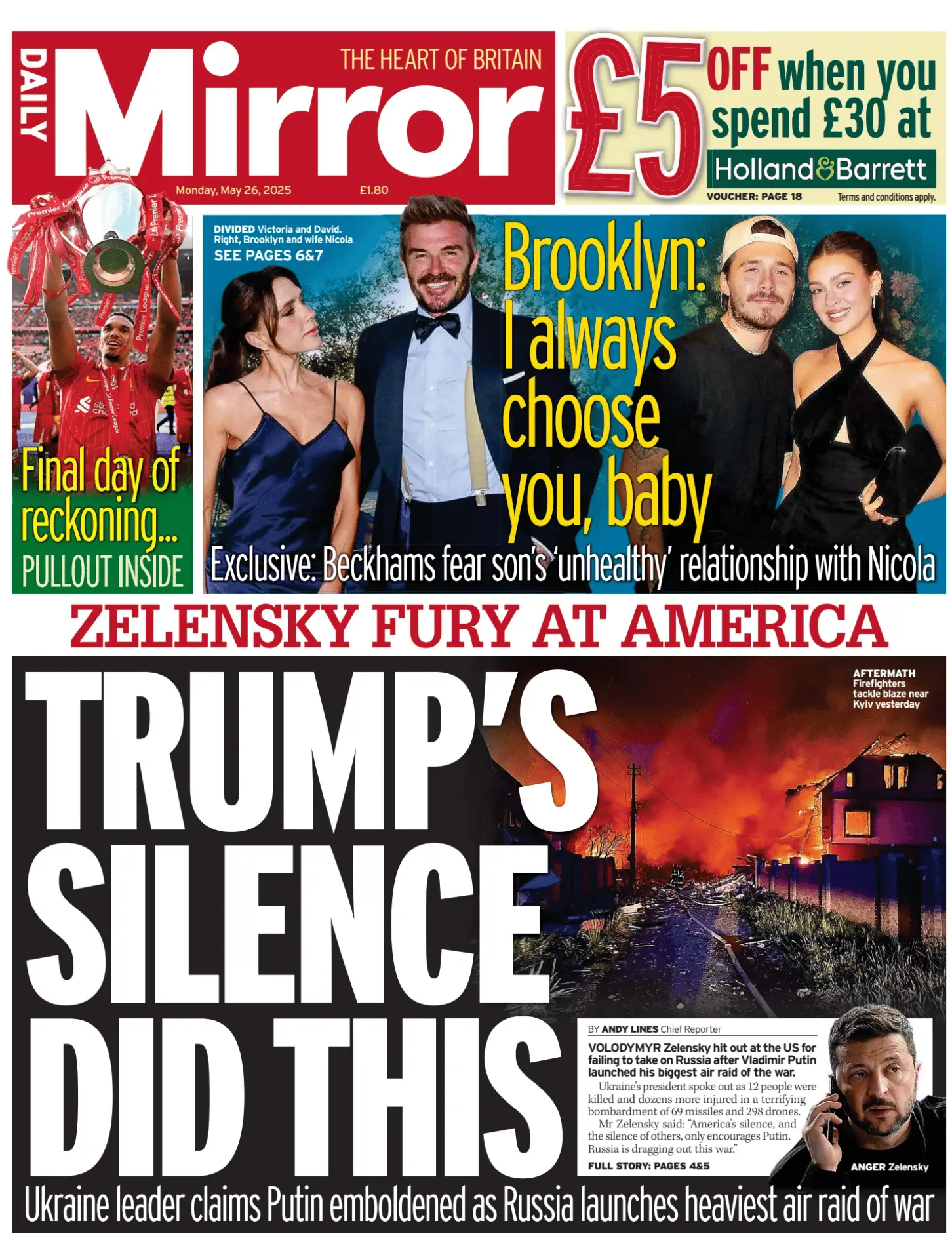Prima-pagina-Daily Mirror-edizione-di-oggi-26-05-2025